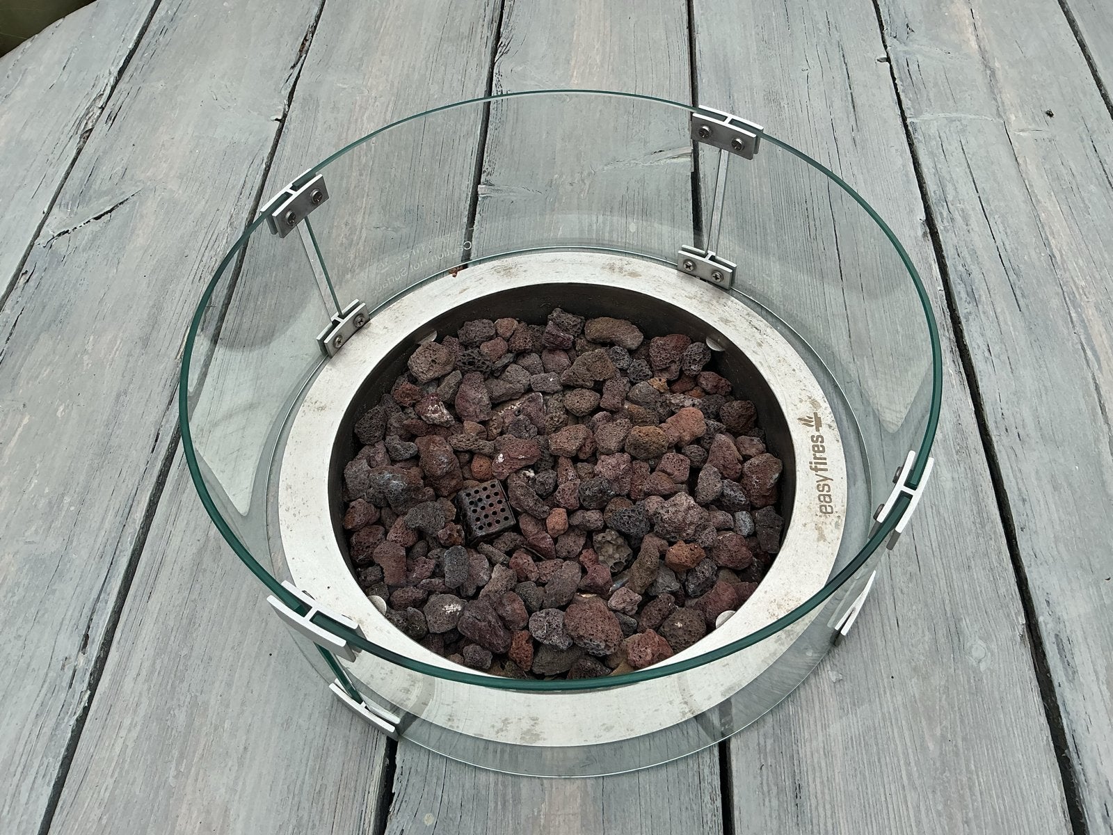 Easyfires Inbouwbrander voor tuintafel met glasombouw, Ophalen, Gebruikt