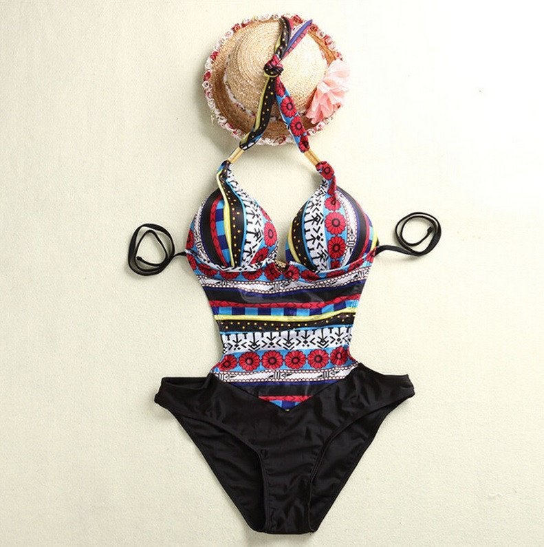 Badpak push-up rood zwart (sexy push up zwempak bikini), Verzenden, Nieuw, Overige kleuren, Badpak