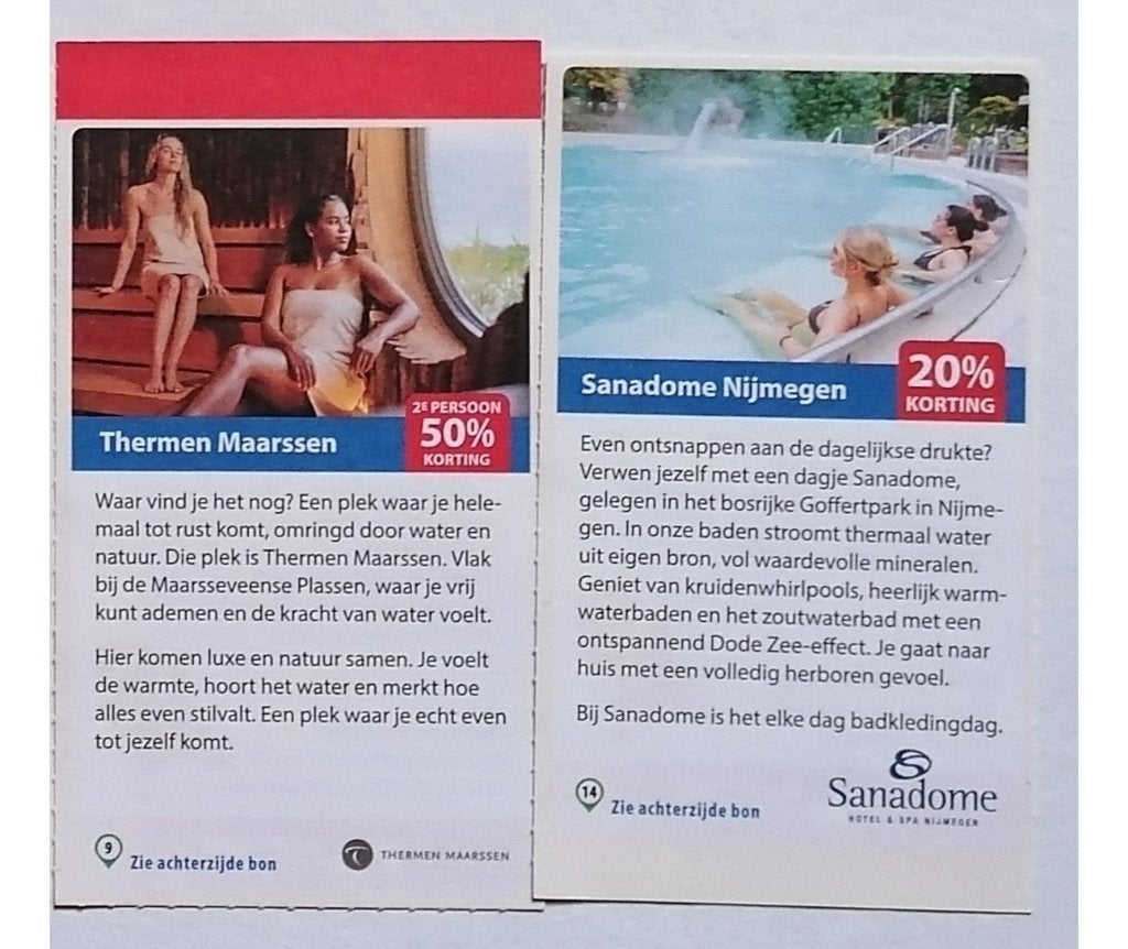 Sauna kortingsbonnen, Tickets en Kaartjes, Kortingen en Cadeaubonnen, Eén persoon, Kortingsbon, Spa of Sauna