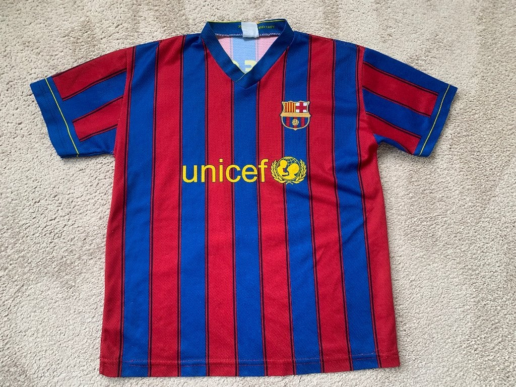 Barcelona voetbalshirt nr. 10 Messie maat 152, Kinderen en Baby's, Kinderkleding | Maat 152, Gebruikt, Jongen of Meisje, Sport- of Zwemkleding