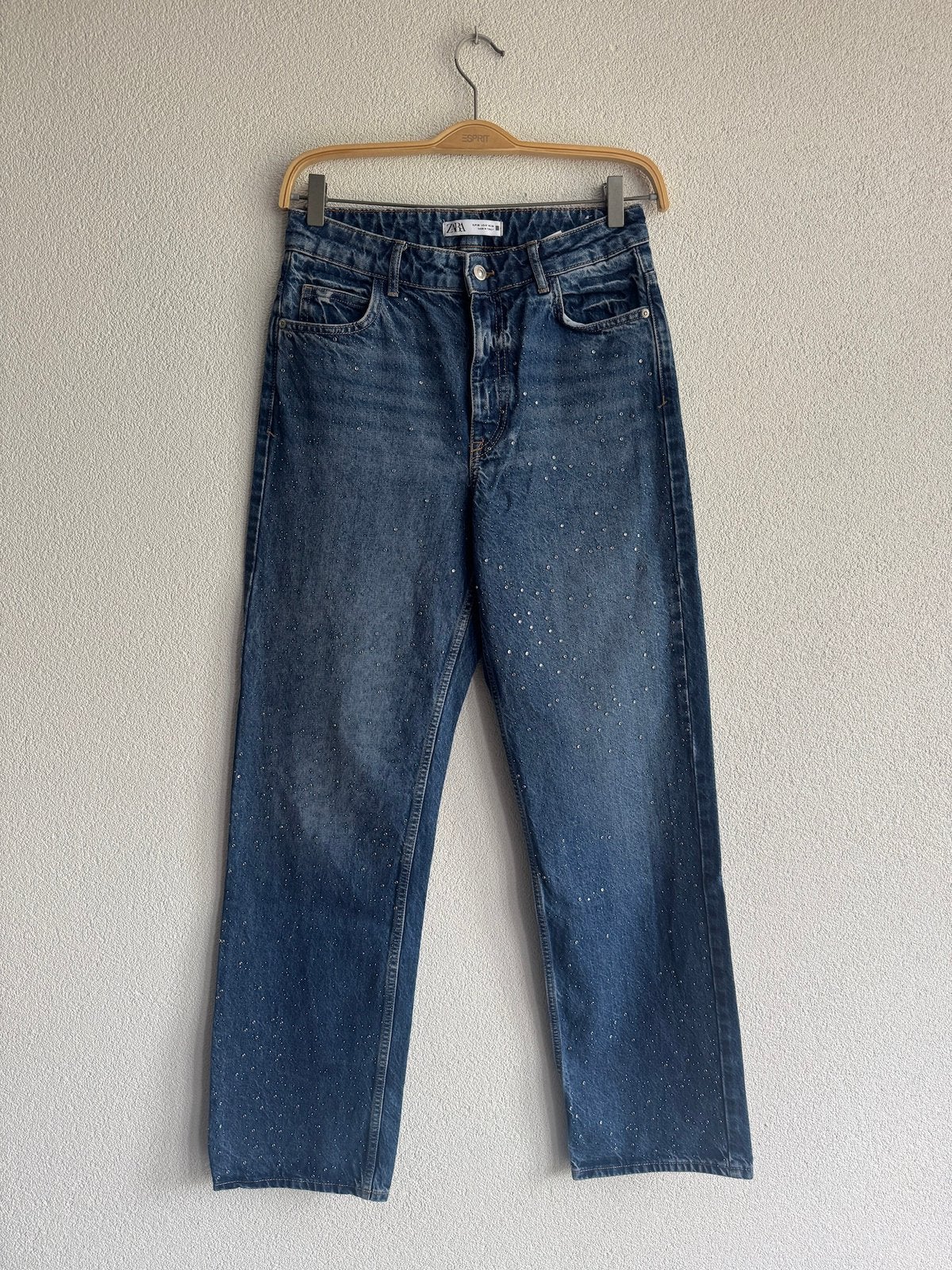 Zara Y2K denim jeans met steentjes, Blauw, Zara, Ophalen of Verzenden, Zo goed als nieuw