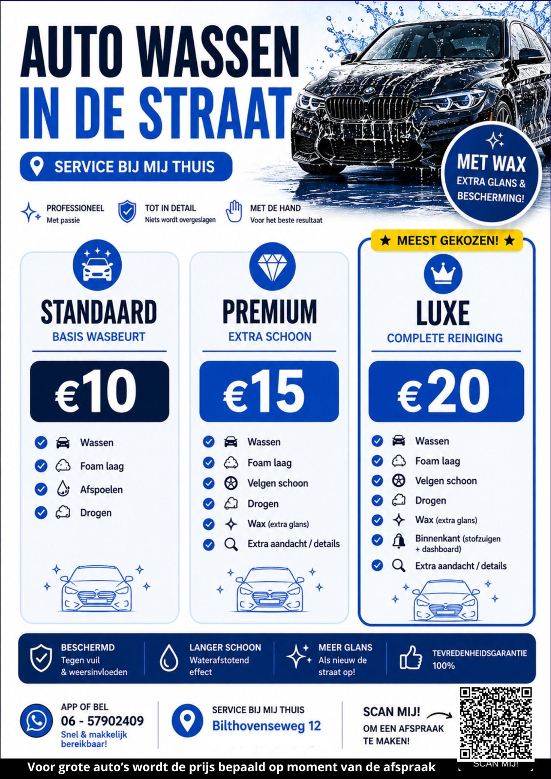Professionele Autoschoonmaak in De Bilt, Overige uren, Overige vormen