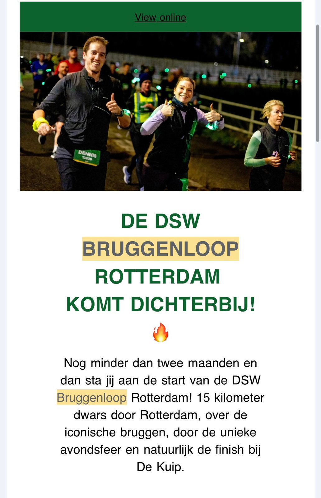 Bruggenloop rotterdam, Eén persoon, December