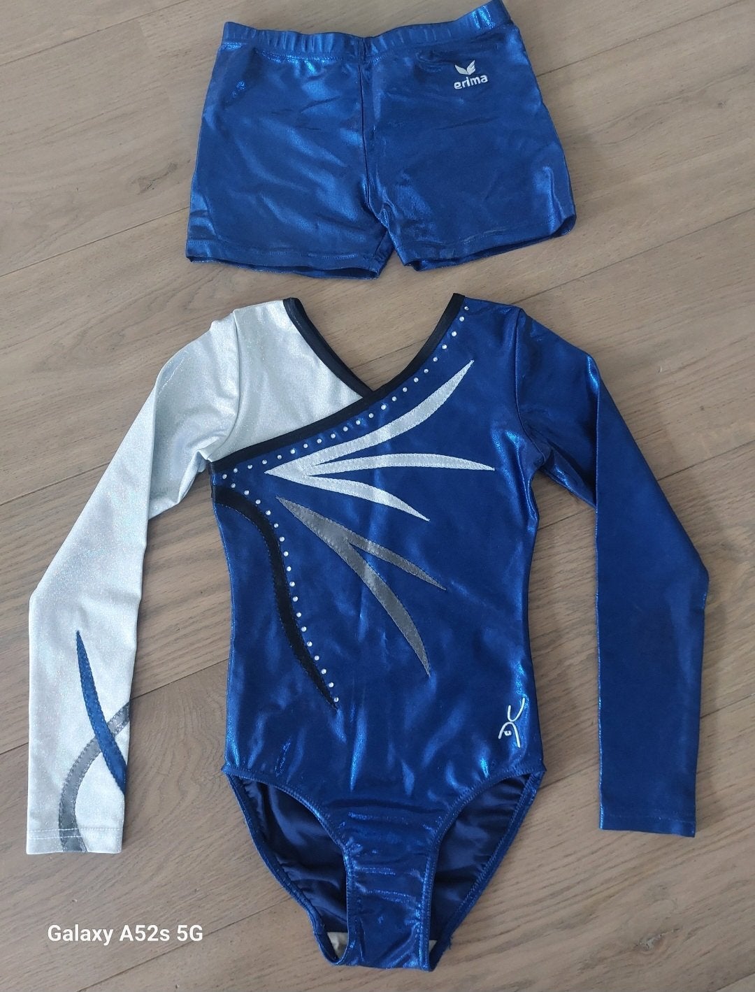 Turnpakje en turnbroekje Erima maat 164, Sport en Fitness, Turnen, Blauw, Ophalen of Verzenden, Zo goed als nieuw, Turnpak(je)