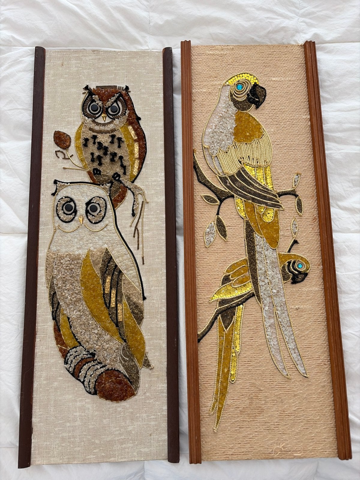 Vintage midcentury wanddecoratie: (set van 2), Vintage, Meerkleurig, Ophalen of Verzenden, Zo goed als nieuw