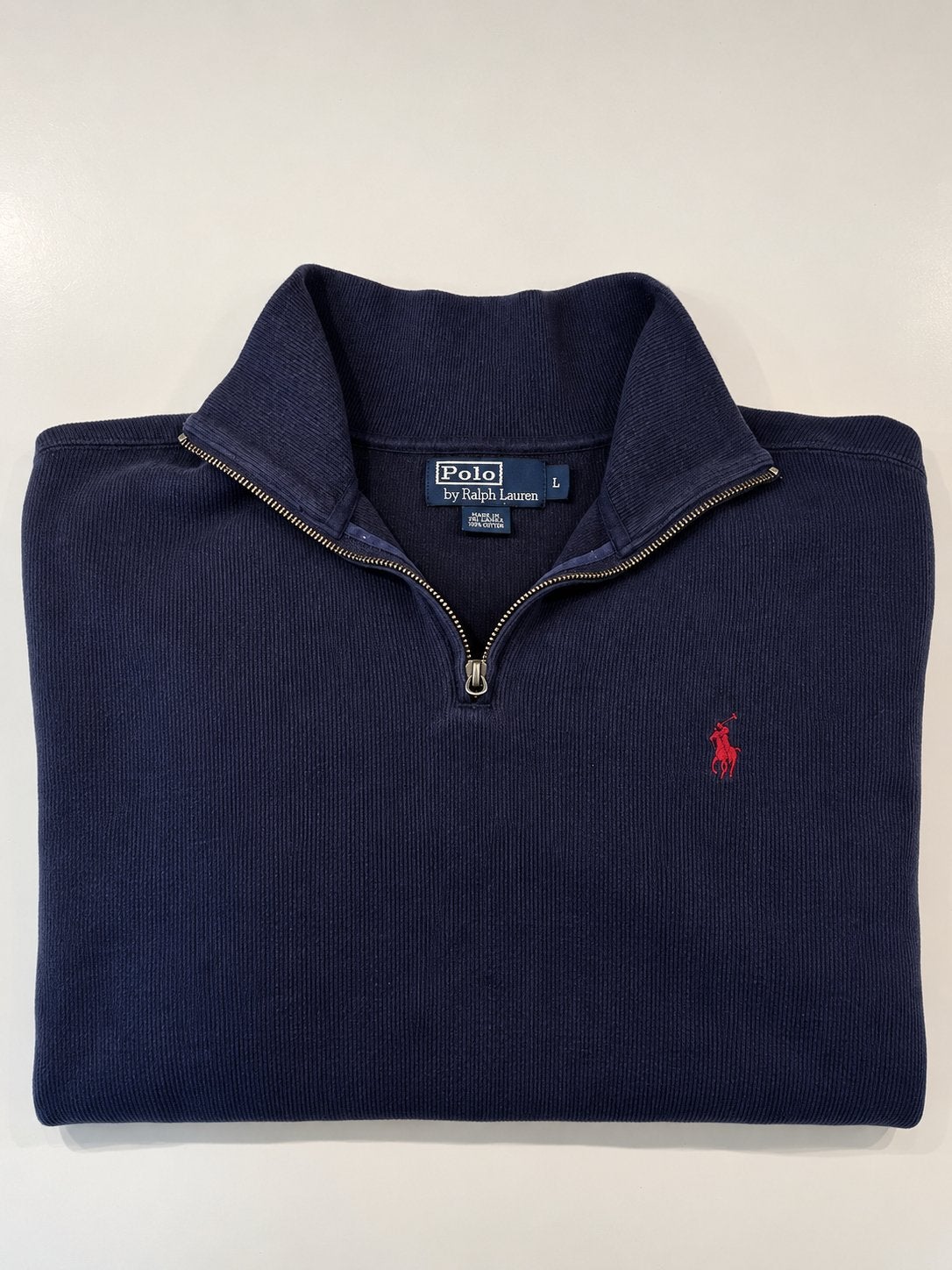 Ralph Lauren quarter zip donkerblauw maat L, Ophalen of Verzenden, Gedragen, Maat 52/54 (L), Blauw