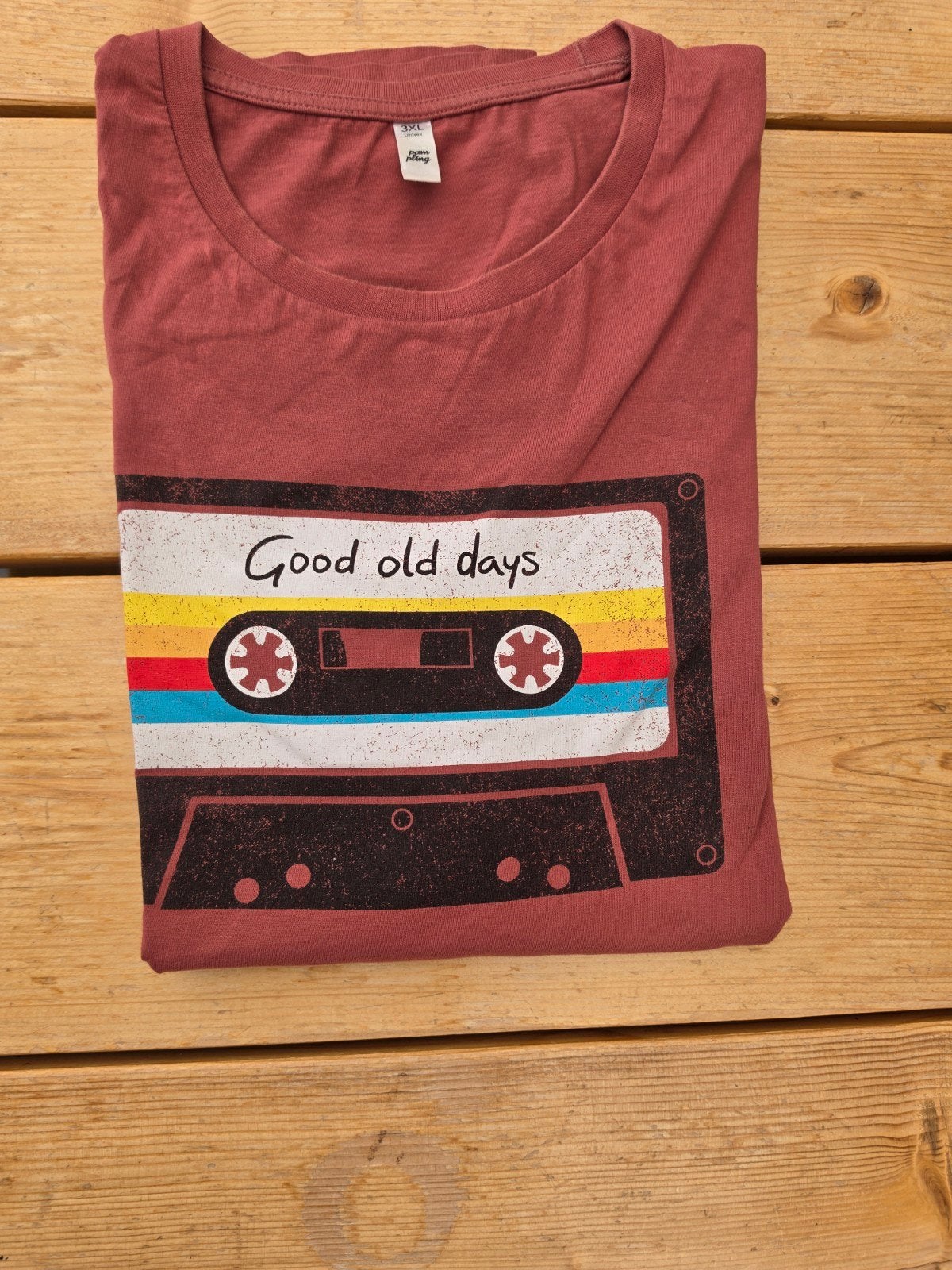 Vintage Unisex T-shirt 3XL - Good Old Days Cassette, Kleding | Heren, Onbekend, Overige maten, Ophalen of Verzenden, Gedragen