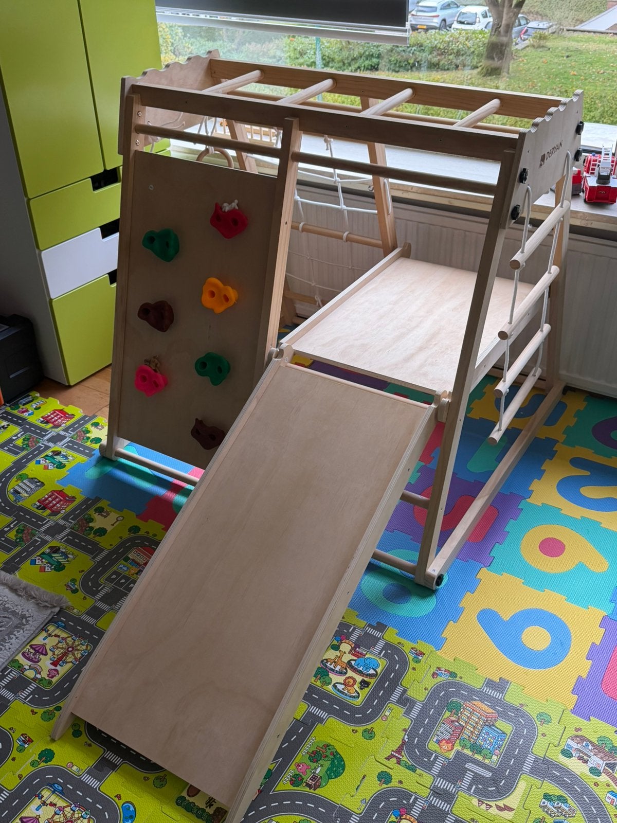 Deryan Luxe Houten Speelklimrek Met Glijbaan, Ophalen, Zo goed als nieuw, Overige typen