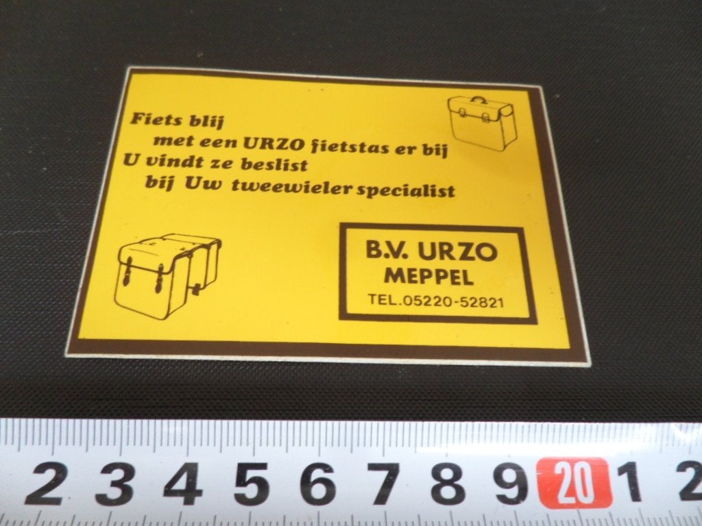 sticker meppel BV URZO fiets fietstas, Ophalen, Zo goed als nieuw