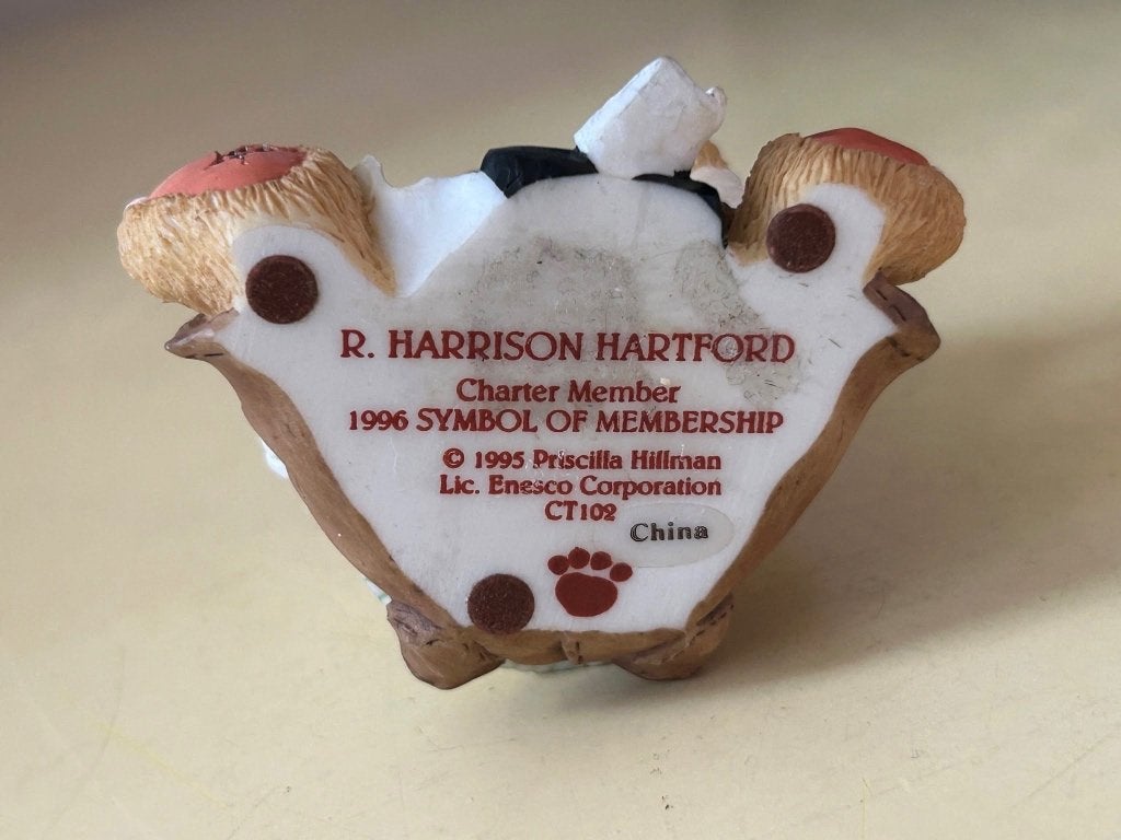 Cherished Teddies beeldje R. Harrison Hartford CT102 1996, Info@enesco.com, Enesco Corporation, Ophalen of Verzenden, Cherished Teddies