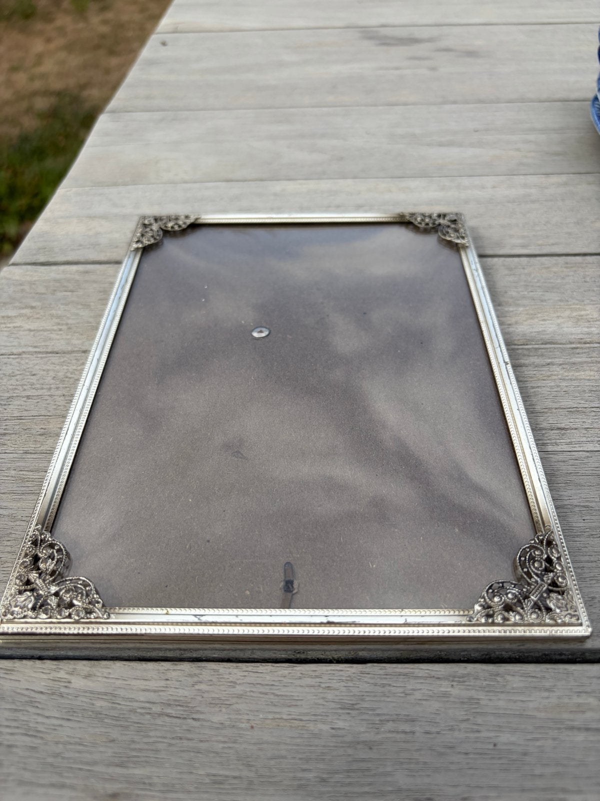 Oud zilverkleurig fotolijstje Jyden met bol glas, Huis en Inrichting, Woonaccessoires | Lijsten, Gebruikt, Ophalen of Verzenden