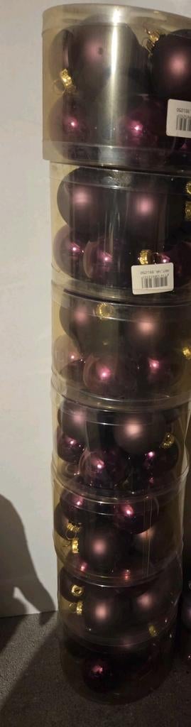 60 kerstballen van glas paars, Ophalen of Verzenden, Zo goed als nieuw