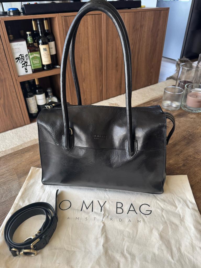 O My Bag Werktas Kate Zwart Leer, Sieraden, Tassen en Uiterlijk, Ophalen of Verzenden, Nieuw, Zwart, Handtas