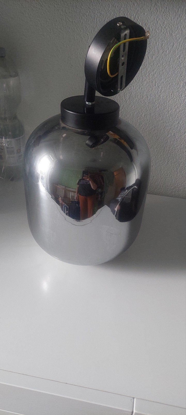 Moderne plafondlamp - Chroom/Zwart, Ophalen, Zilver, Gebruikt, Modern
