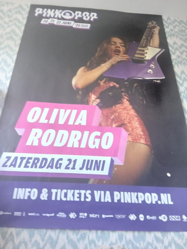 Olivia Rodrigo Pinkpop Poster - Groot Formaat (175x118 cm), Rechthoekig Staand, Deurposter of groter, Ophalen of Verzenden, Zo goed als nieuw