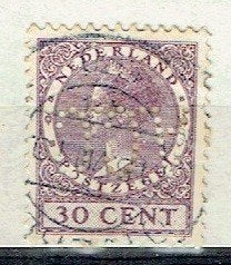 Nederland 1924 nr. 158 Kon. Wilhelmina met Perfins, Postzegels en Munten, Verzenden, Gestempeld, Koningshuis