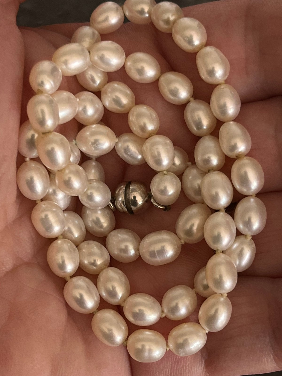 Parelketting met zilveren magneetsluiting, Ophalen of Verzenden, Zilver, Ketting