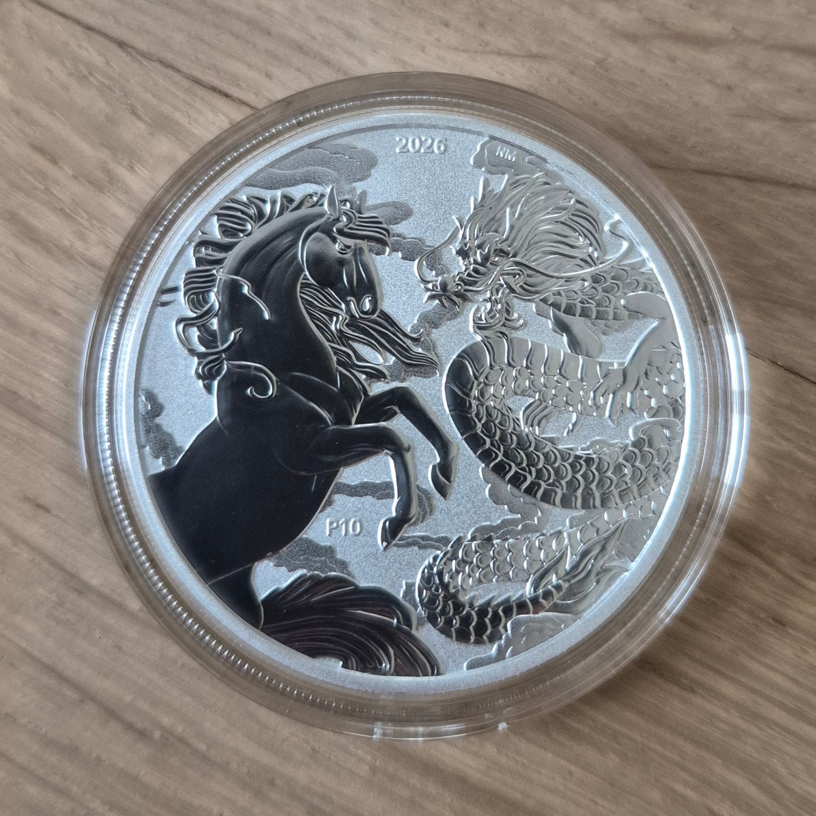 1 oz zilver Chinese Myths and Legends 'Horse & Dragon' 2026, Ophalen of Verzenden, Zilver