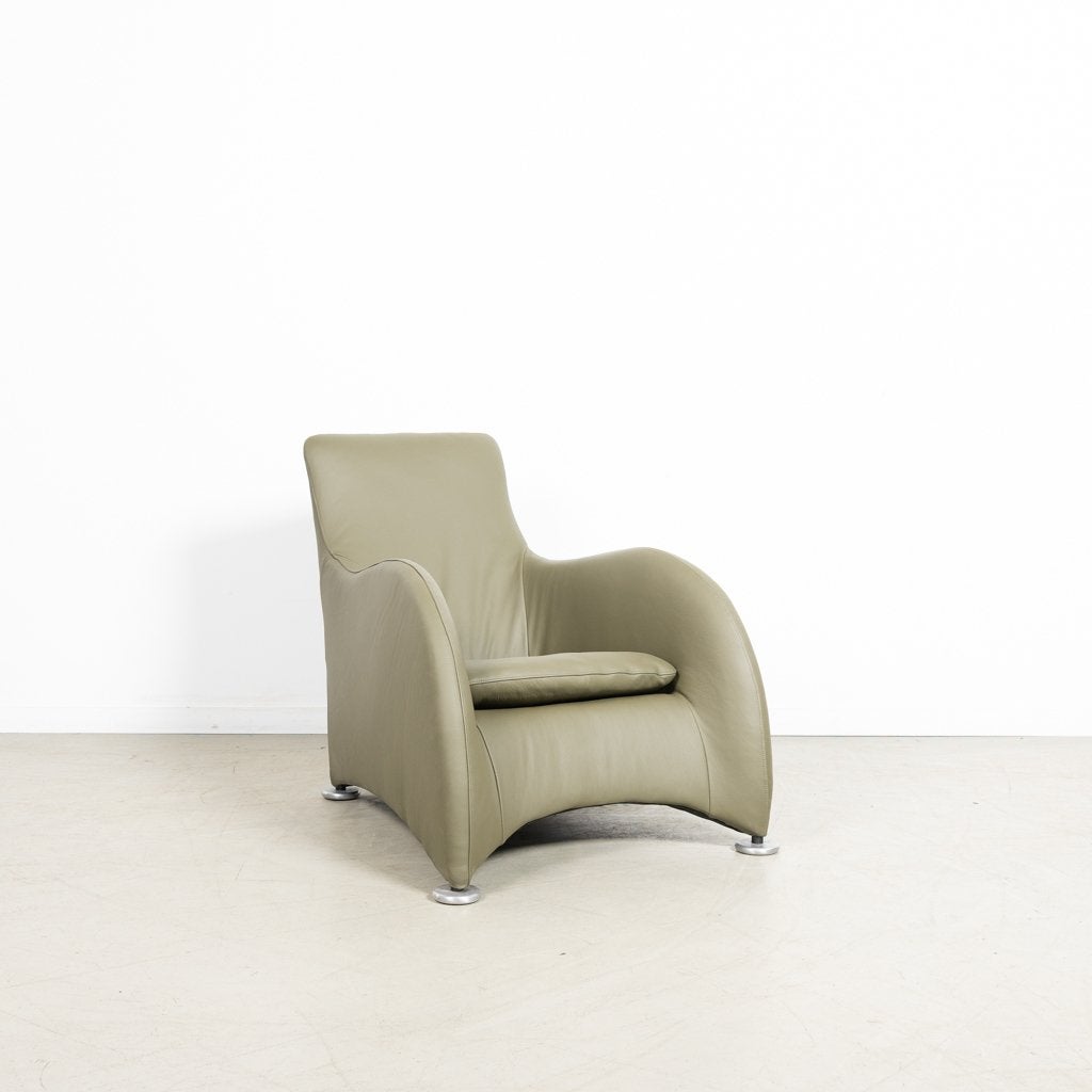 Montis Loge Fauteuil Groen Leer - Aluminium, Huis en Inrichting, Niet ingevuld, Zo goed als nieuw, Niet ingevuld, Niet ingevuld
