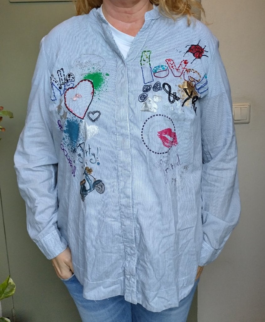 Blauw wit gestreepte Desigual blouse maat XL, Blauw, Maat 46/48 (XL) of groter, Ophalen of Verzenden, Zo goed als nieuw