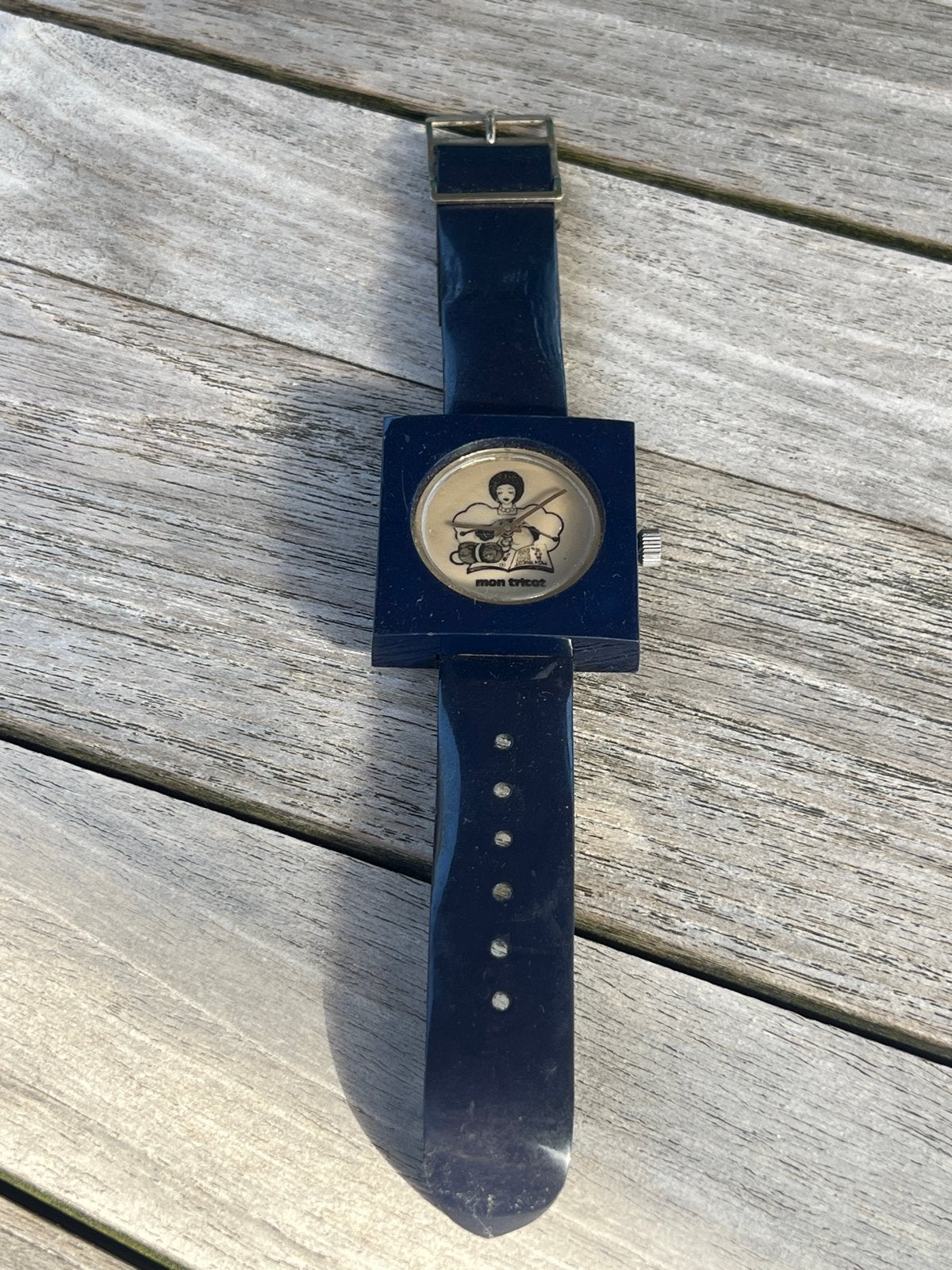 Vintage Mon Tricot Polshorloge - kit watch Made in France, Sieraden, Tassen en Uiterlijk, Overige merken, Kunststof, Gebruikt