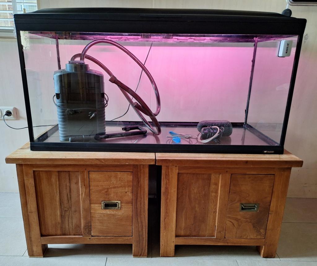 Cayman 110 liter met Eheimpomp en taekmeubel, Dieren en Toebehoren, Vissen | Aquaria en Toebehoren, Ophalen, Leeg aquarium