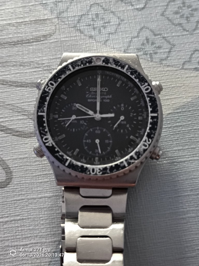 Seiko model 7A28-7040, Ophalen, Gebruikt, Staal, Polshorloge