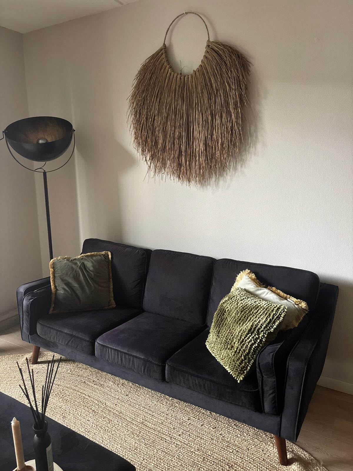 Bank, zwart velvet, Huis en Inrichting, Ophalen, Zo goed als nieuw, Stof