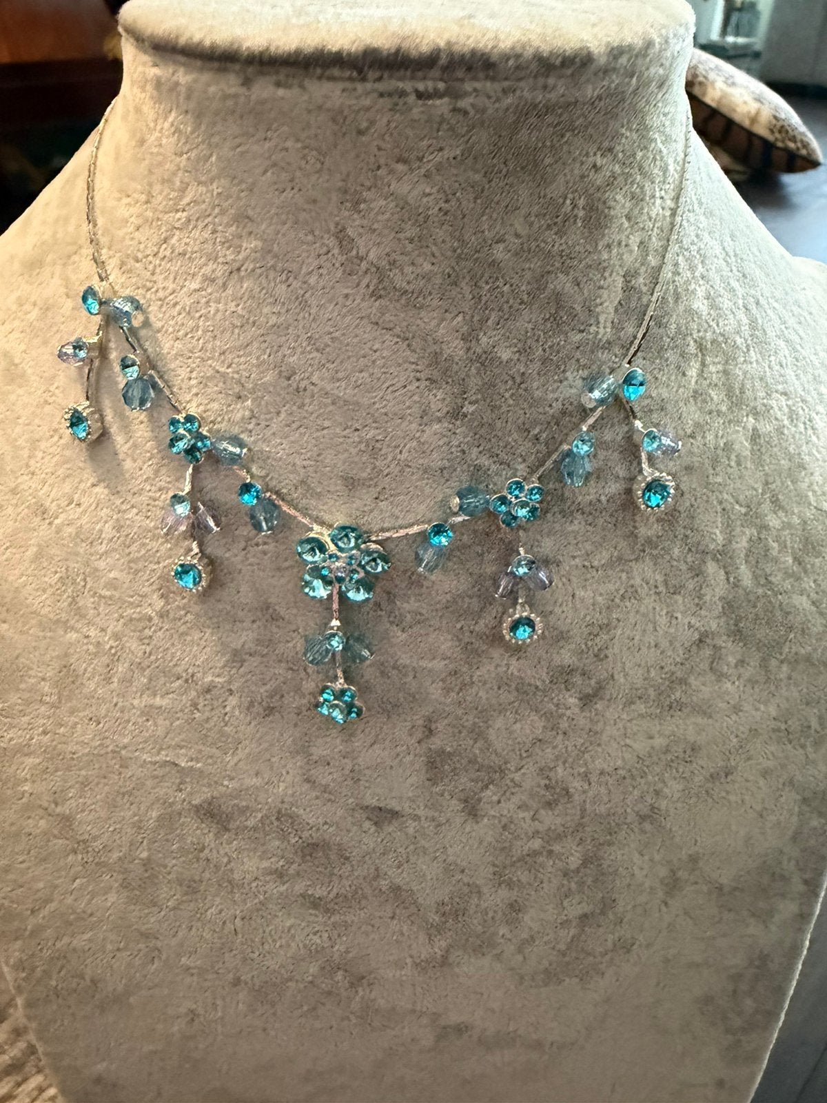 Partij 6 stuks blauwe strass kettingen 50/2, Verzenden, Nieuw