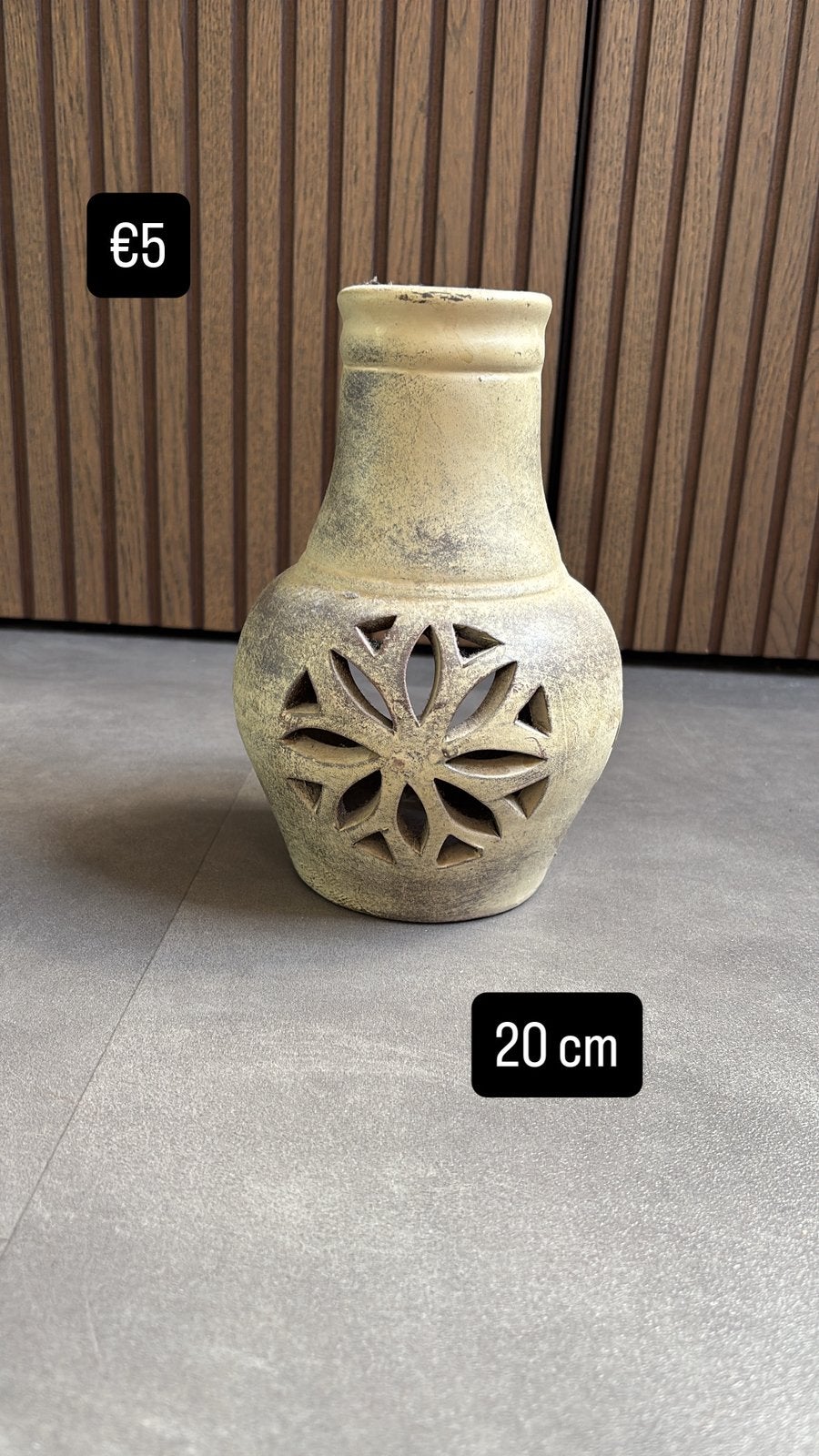 Mooie beige keramieken windlicht/lantaarn, ., Beige, Ophalen of Verzenden, Zo goed als nieuw