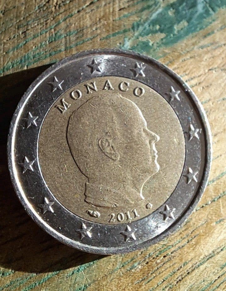 2 Euro munt Monaco 2011 met drukfout, Ophalen of Verzenden, Monaco, 2 euro, Losse munt