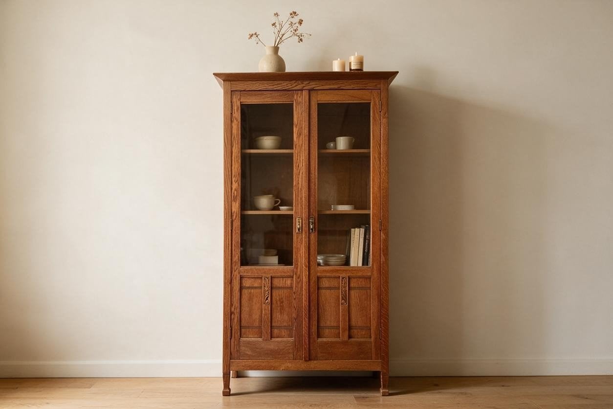 Antieke kast Boekenkast Vitrinekast Art Deco - Eiken kast- 1, Ophalen