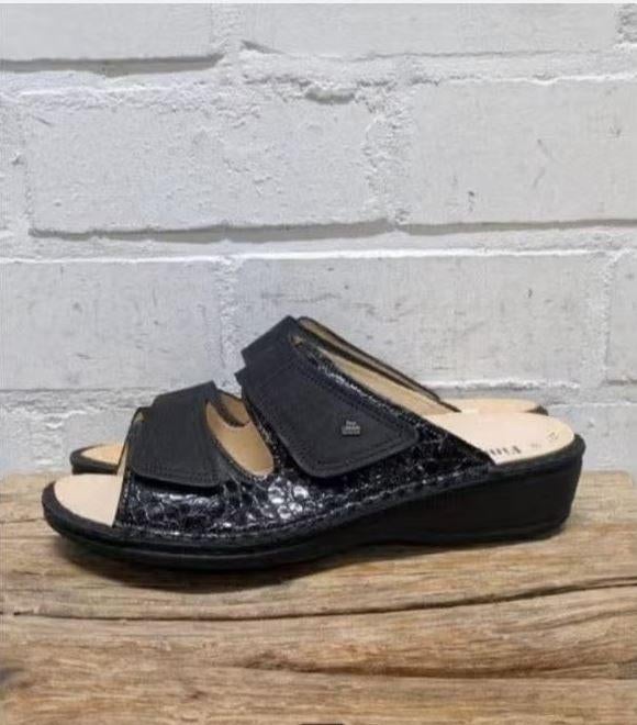 Finn Comfort - Leren slippers 41 - Nieuw €115 - Uitneembaar, Kleding | Dames, Finn Comfort, Zwart, Nieuw, X