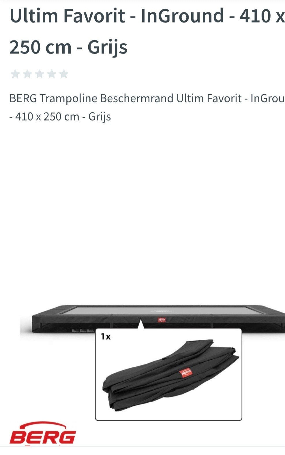 BERG Trampoline Beschermrand Favorit InGround 410x250cm, Ophalen, Nieuw