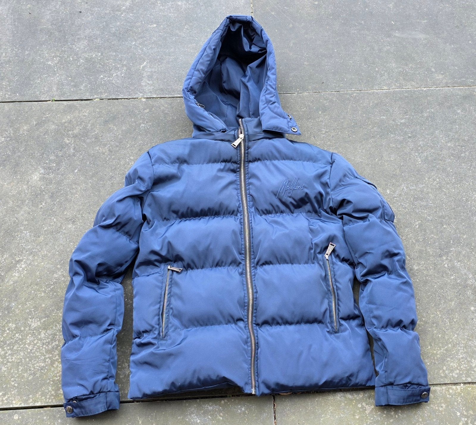 Malelions Puffer Jacket - donkerblauw - Maat S, Ophalen of Verzenden, Gedragen, Maat 46 (S) of kleiner, Blauw