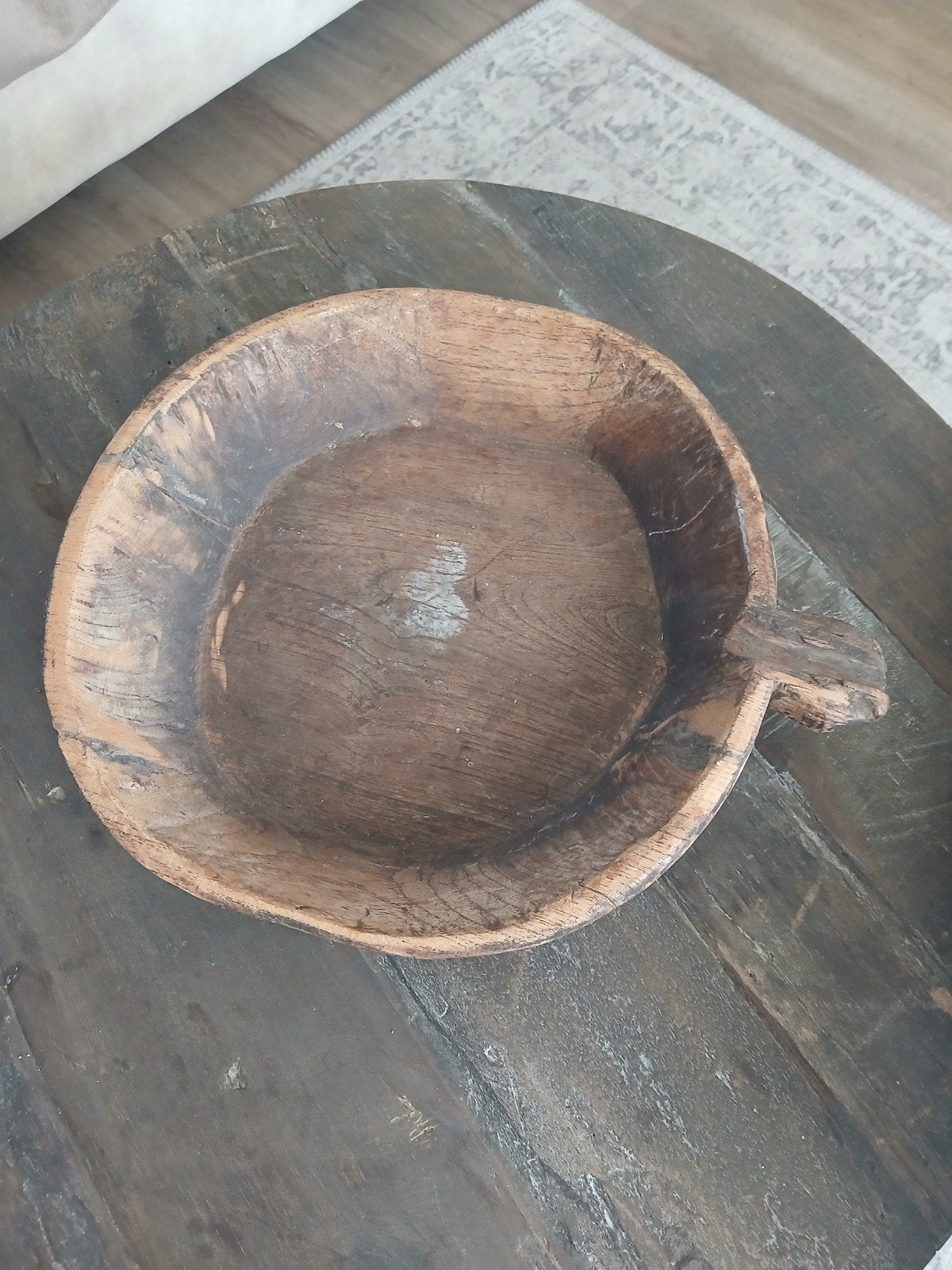 kleine houten chapati schaal., Ophalen, Zo goed als nieuw, Rond, Hout