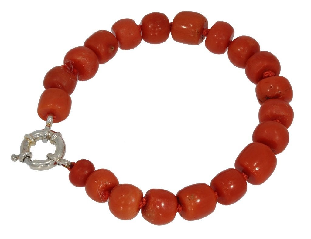 Kaasjes armband fraai grote kraal zilveren slot dame vintage