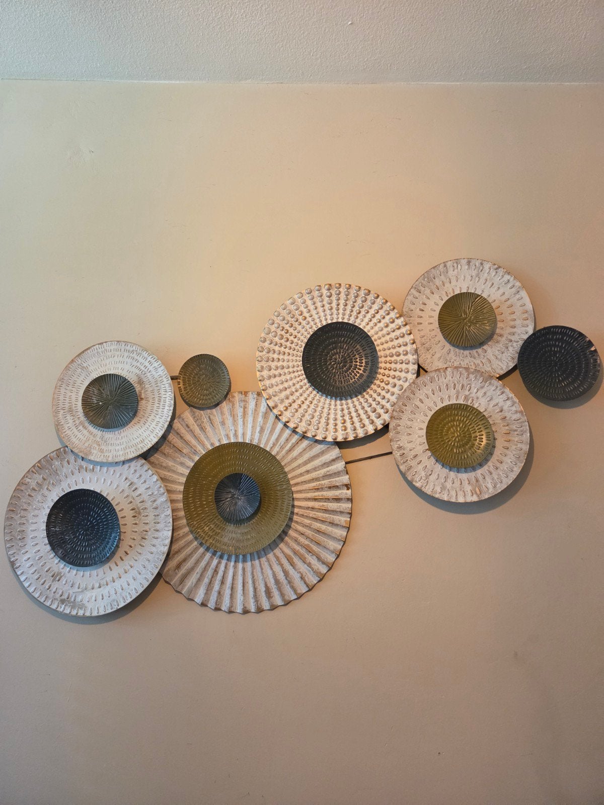 Metalen wanddecoratie, breedte 130 x 75 cm, Metaal, Wandsculptuur, Meerkleurig, Ophalen of Verzenden