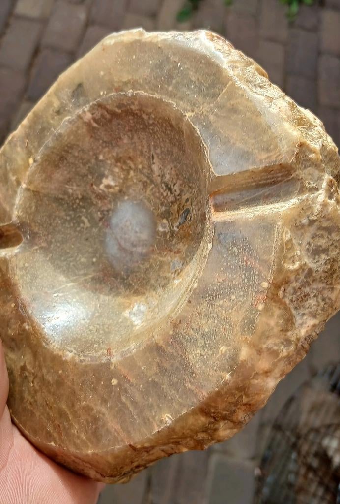 Oude Vintage Asbak Alabaster Marmer Handgemaakt Italie Steen, Verzamelen, Ophalen of Verzenden, Mineraal