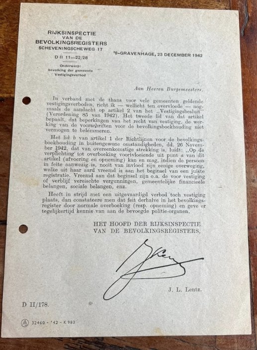 Nederlands bekendmaking Lentz vestiging PB persoonsbewijs 42, Verzamelen, Verzenden, Nederland, Boek of Tijdschrift