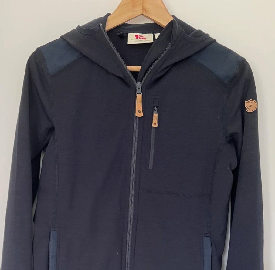 Fjällräven Keb Fleece Wol Hoodie Vest blauw dames maat M, Blauw, Fjällräven, Gedragen, Ophalen