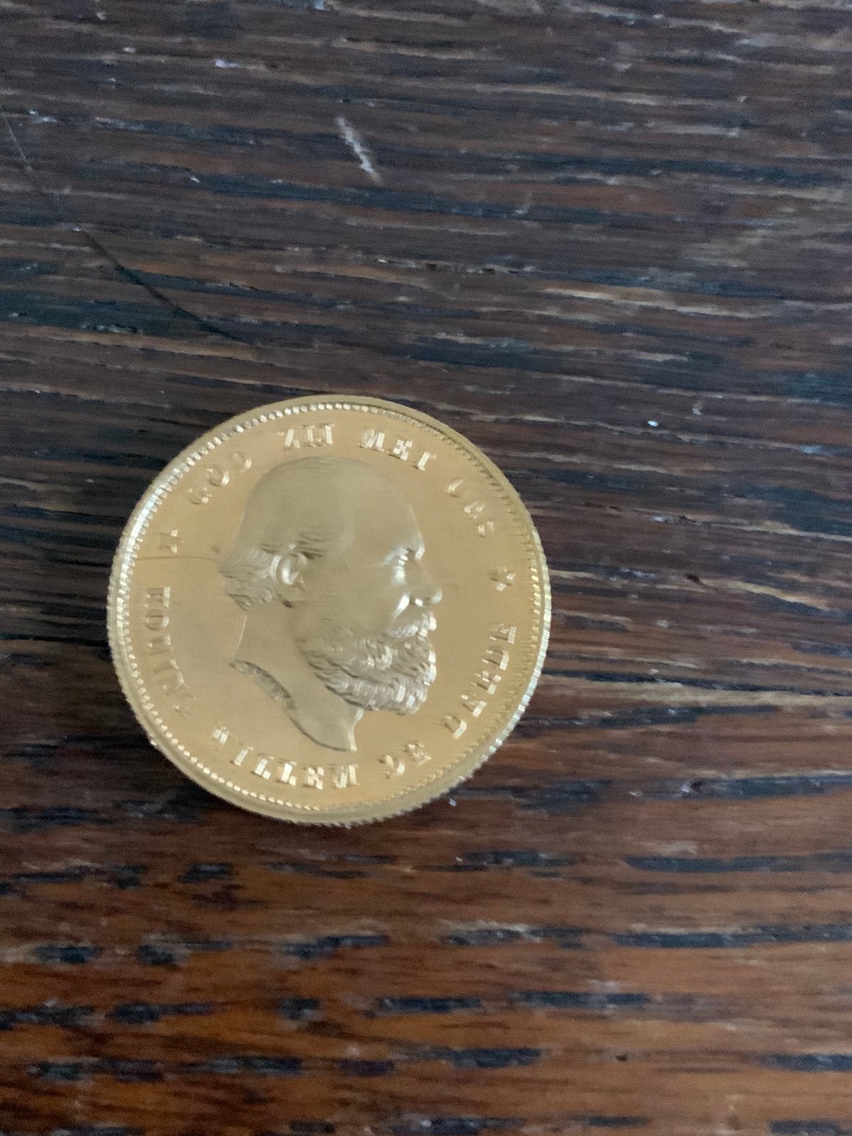 Gouden Tientje Willem 111 jaar 1877, Ophalen of Verzenden, Goud