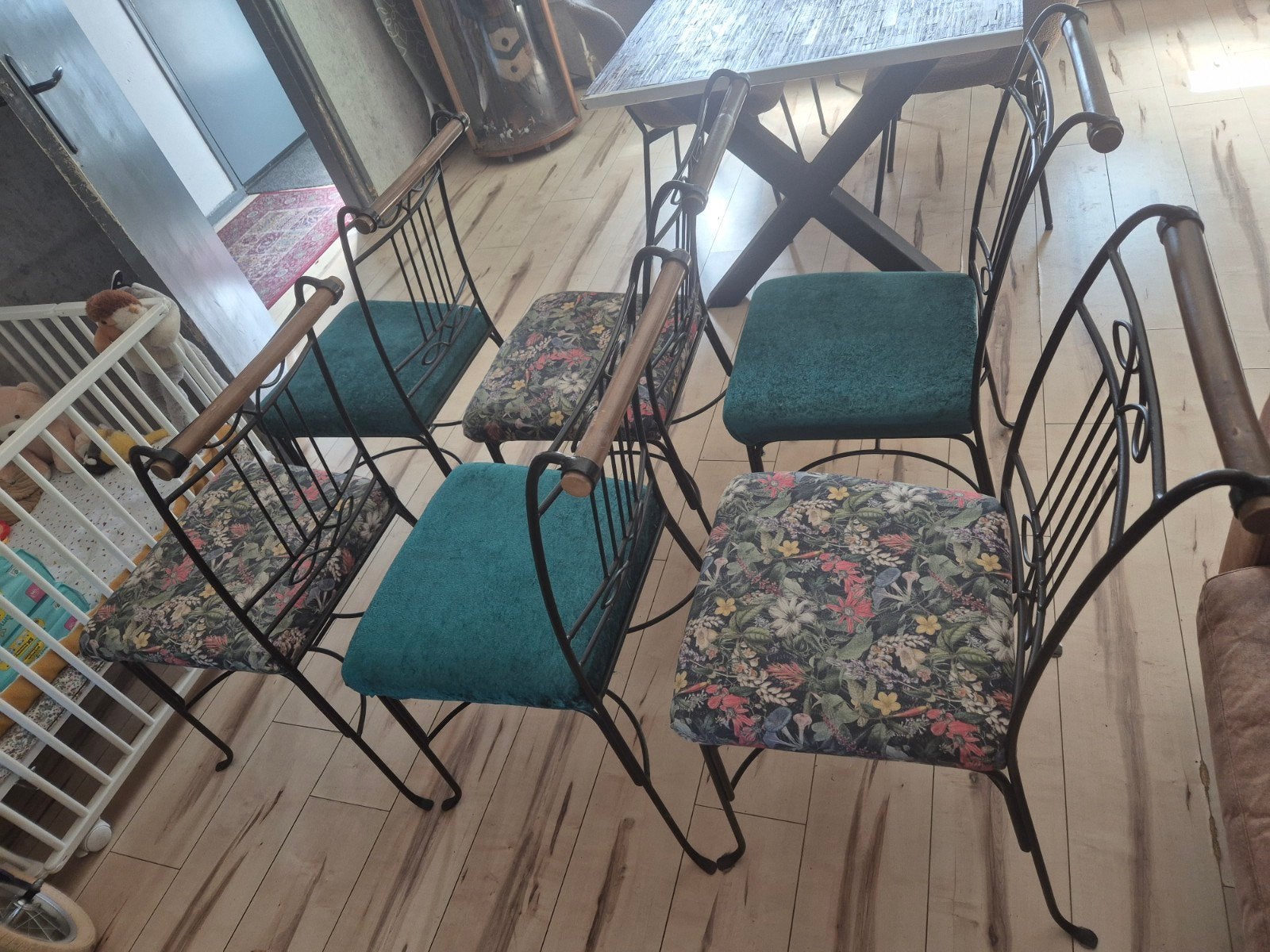 Set van 6 metalen stoelen, Ophalen, Gebruikt, Overige kleuren, Stof