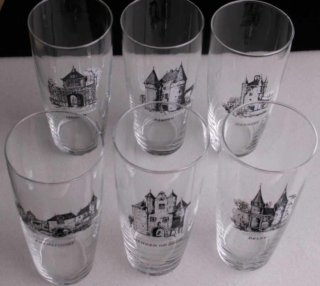 Complete Set 6 poort glazen koppelpoort oosterpoort, Ophalen of Verzenden, Nieuw, Bierglas