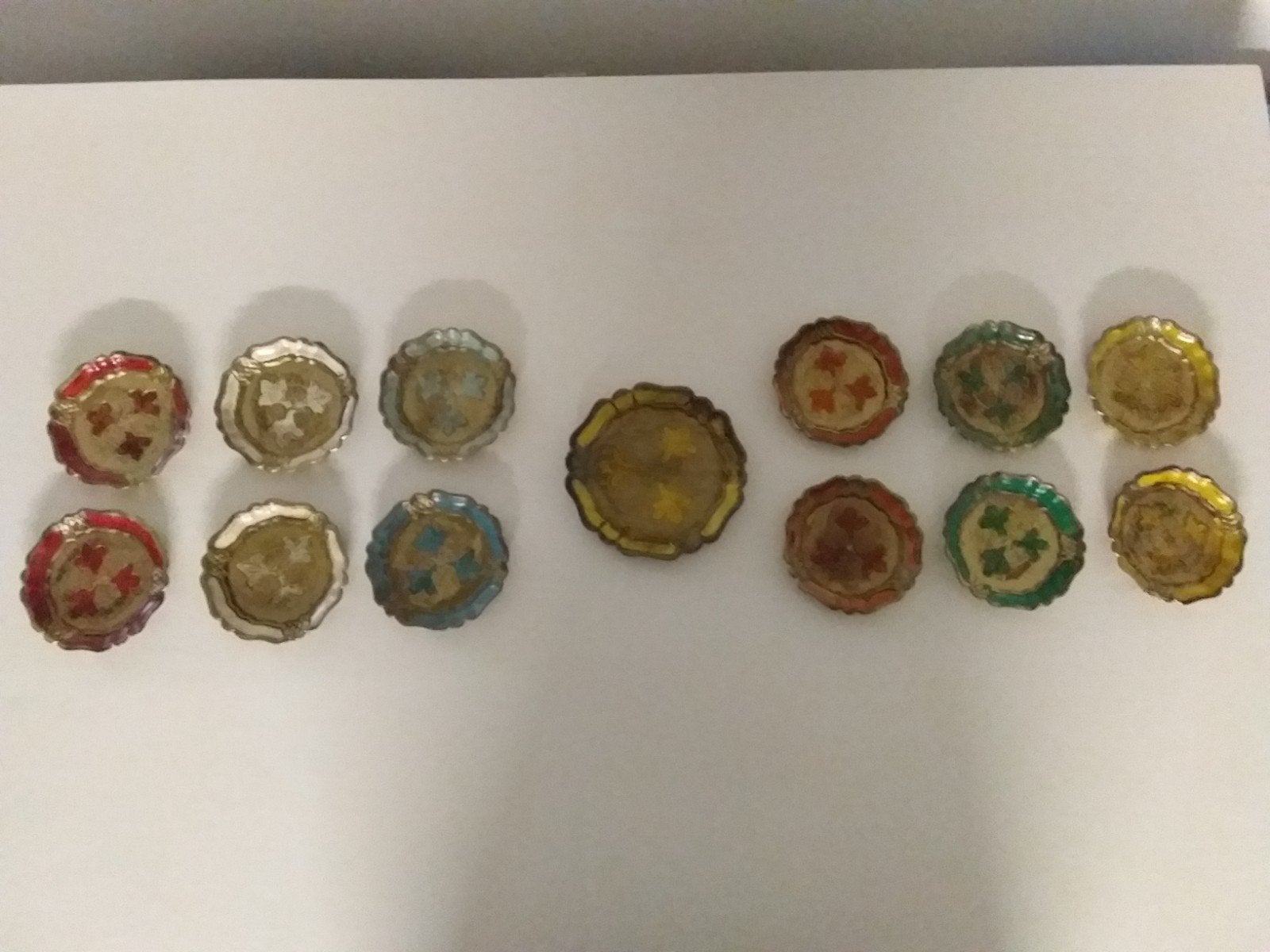 Set 13 vintage Florentijns onderzetters bladmotief Italië, Antiek en Kunst, Ophalen of Verzenden