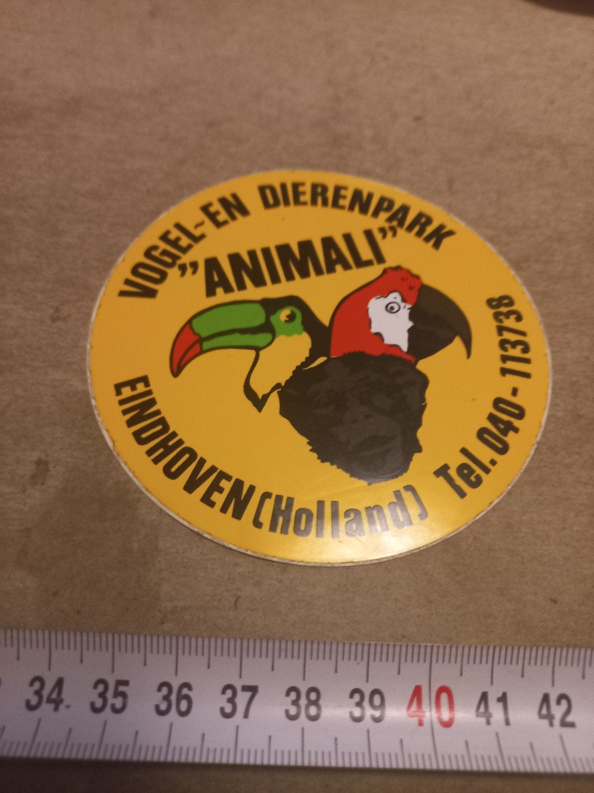 Vintage Sticker Vogel- en Dierenpark Animali Eindhoven, Verzamelen, Ophalen of Verzenden