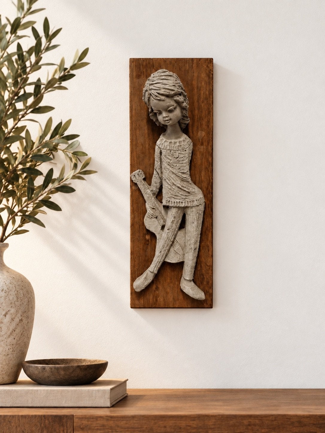 Vintage 70s wandsculptuur keramiek, Verzenden