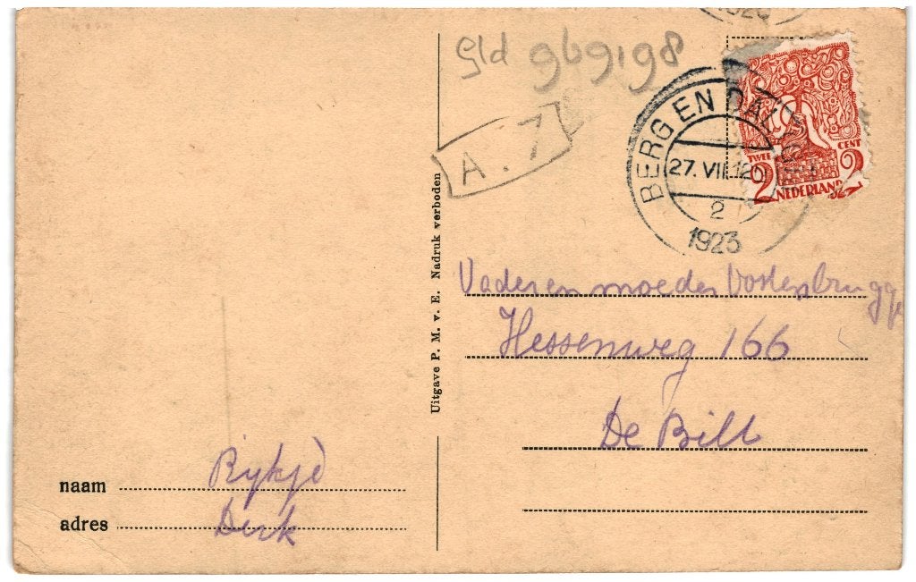 969198	Berg en Dal	Beek 	Bergspoor Tram	1923	Gelopen met zeg, Ophalen of Verzenden, 1920 tot 1940, Gelopen, Gelderland