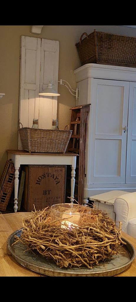 Groot rond zinken blad (ZONDER KRANS), Huis en Inrichting, Woonaccessoires | Schalen en Manden, Ophalen of Verzenden, Rond