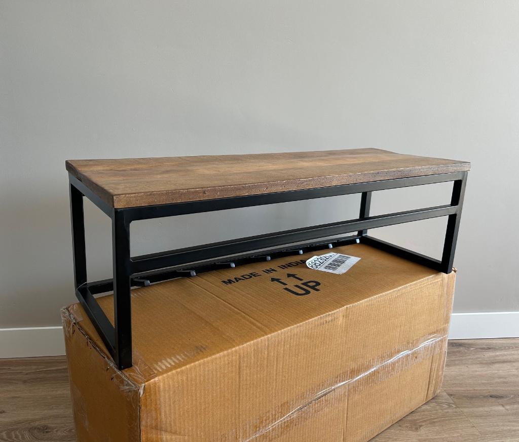 NIEUW IN DOOS – Wandkapstok metaal en mangohout 80 cm, Wandkapstok, Nieuw, Ophalen of Verzenden, Minder dan 100 cm